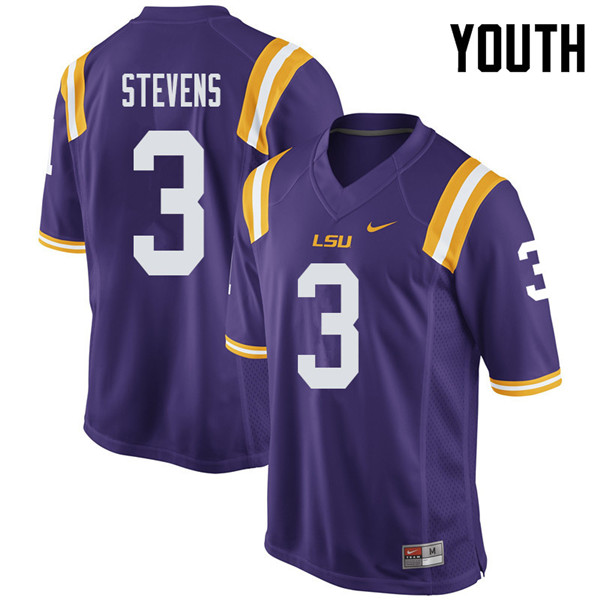 Youth #3 JaCoby Stevens LSU Tigers College Football Jerseys Sale-Purple - Click Image to Close